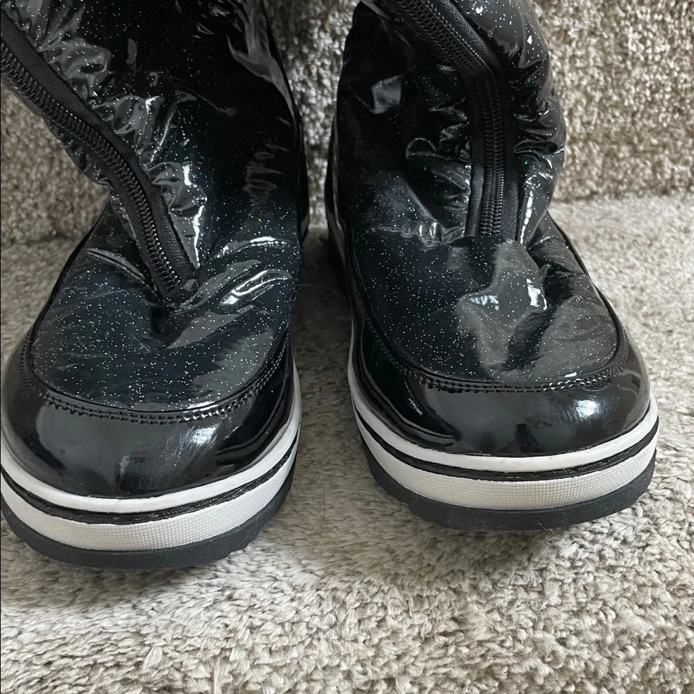 Girl’s Black Justice Faux Fur-Lined Front Zip-Up Winter Boots Size 7M